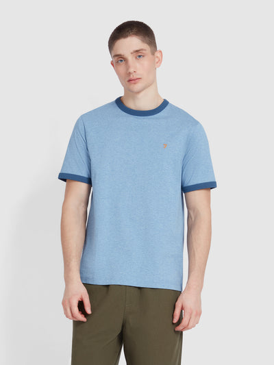 Groves Regular Fit Ringer T-Shirt In Powder Blue Marl