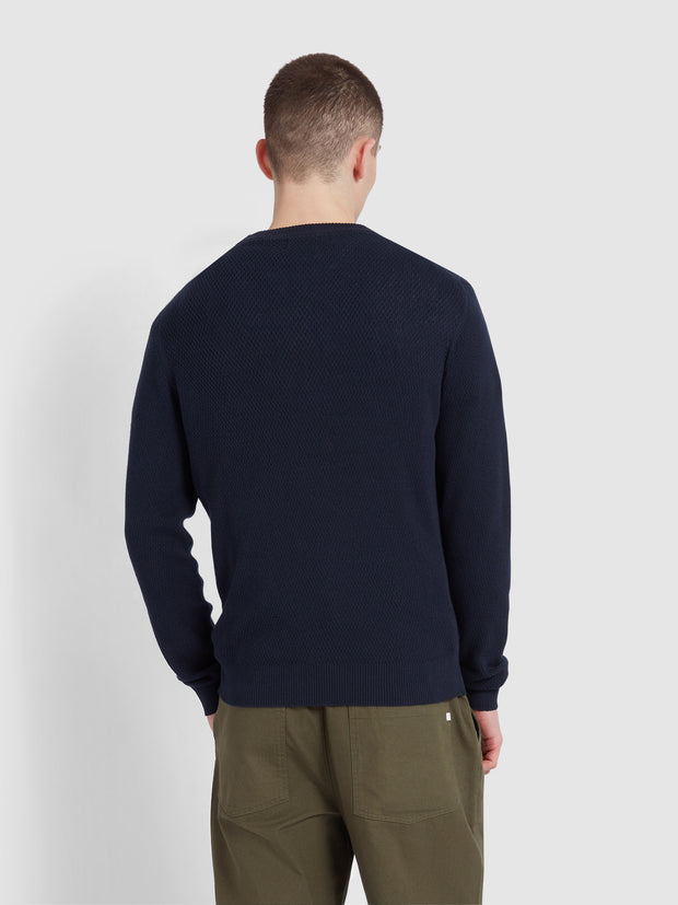 Rainhill Honeycomb Sweater In True Navy