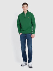 Jim Organic Cotton Quarter Zip Sweatshirt In Green Meadow