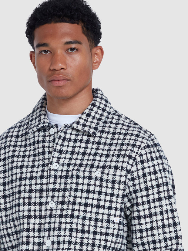 Thawley Check Overshirt In True Navy