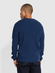 Halton Rib Sweater In Deep Blue