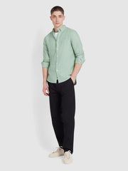 Brewer Slim Fit Organic Cotton Oxford Shirt In Grove Green