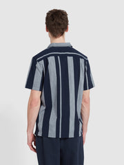 Alston Short Sleeve Stripe Shirt In True Navy