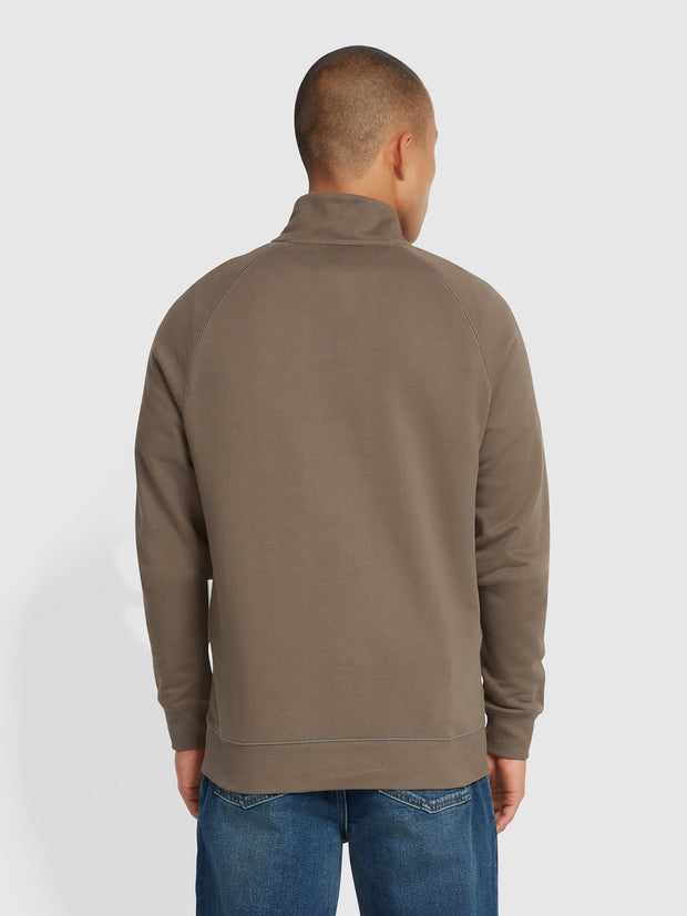 Jim Organic Cotton Quarter Zip Sweatshirt In Mushroom Grey