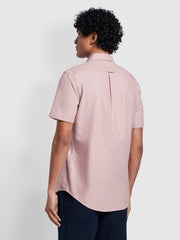 Brewer Slim Fit Organic Cotton Short Sleeve Shirt In Dark Pink