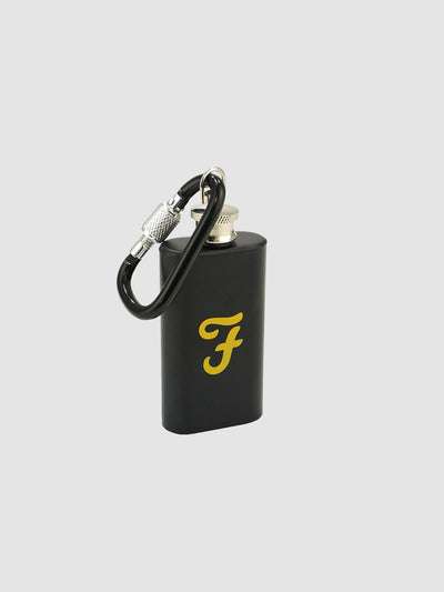 2oz Mini Hip Flask With Carabina Clip In Deep Black