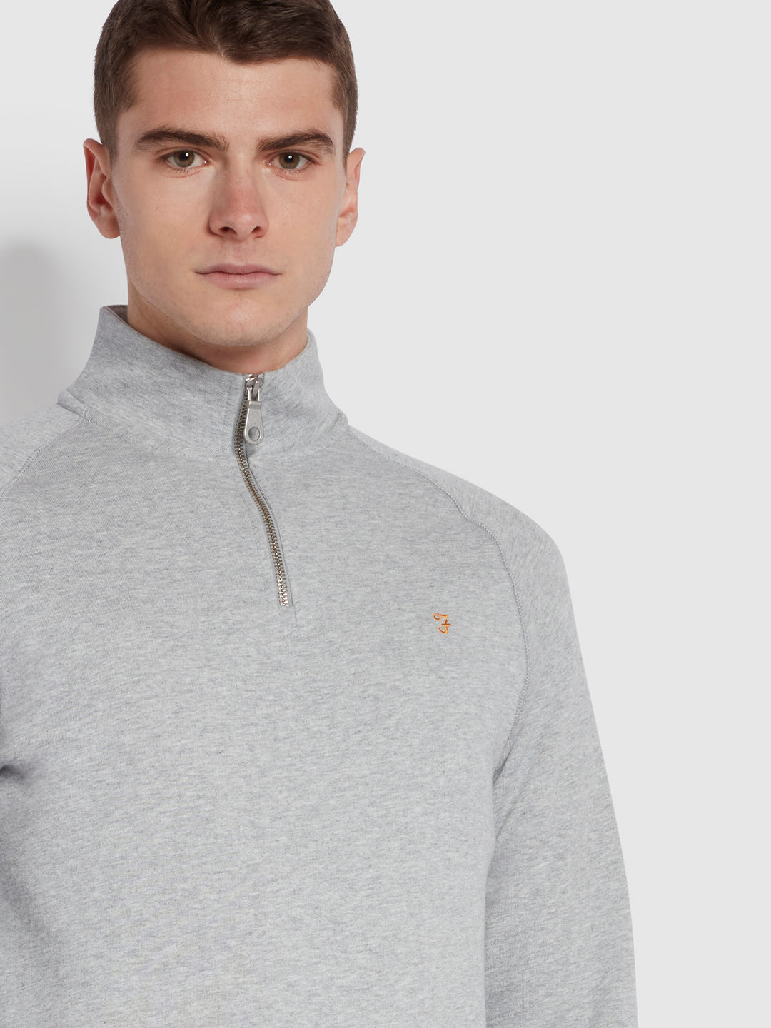 Jim Organic Cotton Quarter Zip Sweatshirt In Grey Farah Online