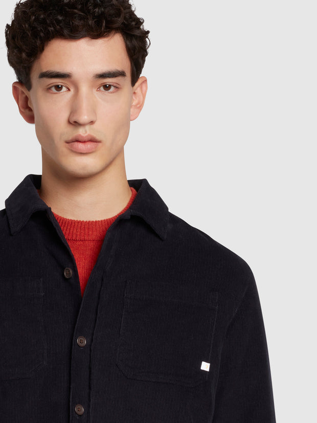 Hunter Quilted Corduroy Overshirt In True Navy