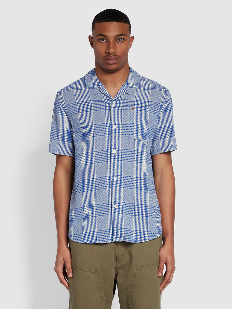 Exodus Relaxed Fit Revere Check Shirt In Sailor Blue