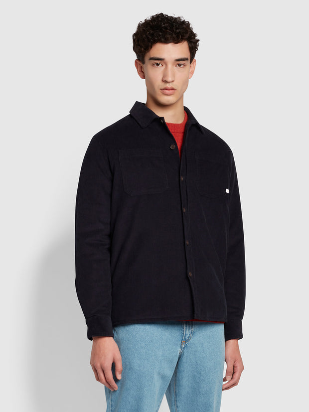 Hunter Quilted Corduroy Overshirt In True Navy