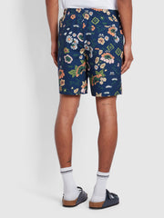 Colbert Regular Fit Floral Print Swim Shorts In Rich Indigo Farah