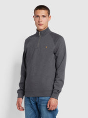 Jim Quarter Zip Organic Cotton Sweatshirt In Farah Grey Marl