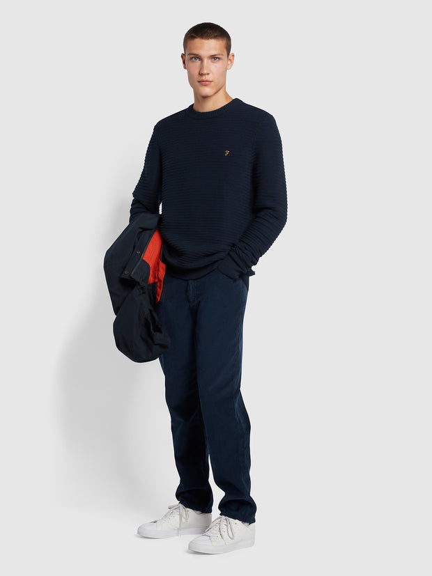 Widnes Regular Fit Cotton Crew Neck Jumper In True Navy