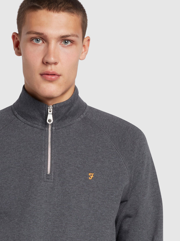 Jim Organic Cotton Quarter Zip Sweatshirt In Farah Grey Marl